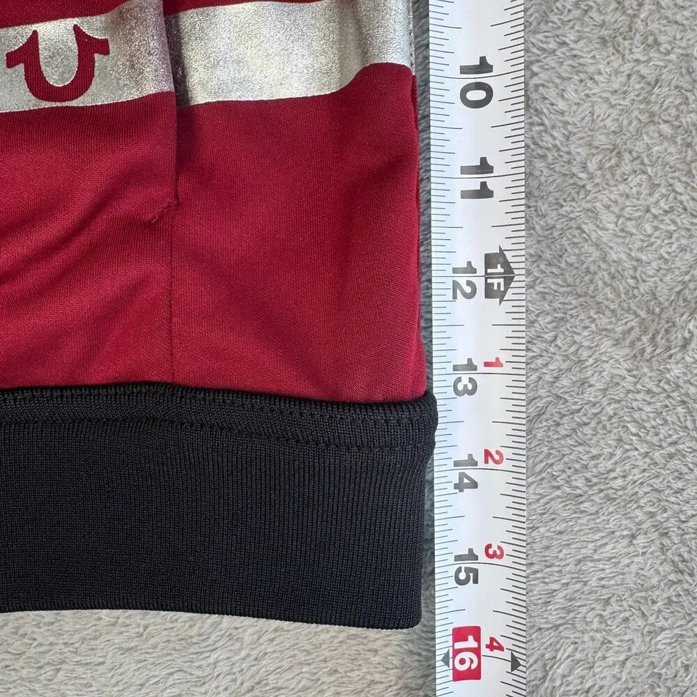 True Religion Foil Racer Stripe Track Jacket Mens Small Red Long Sleeve Full Zip